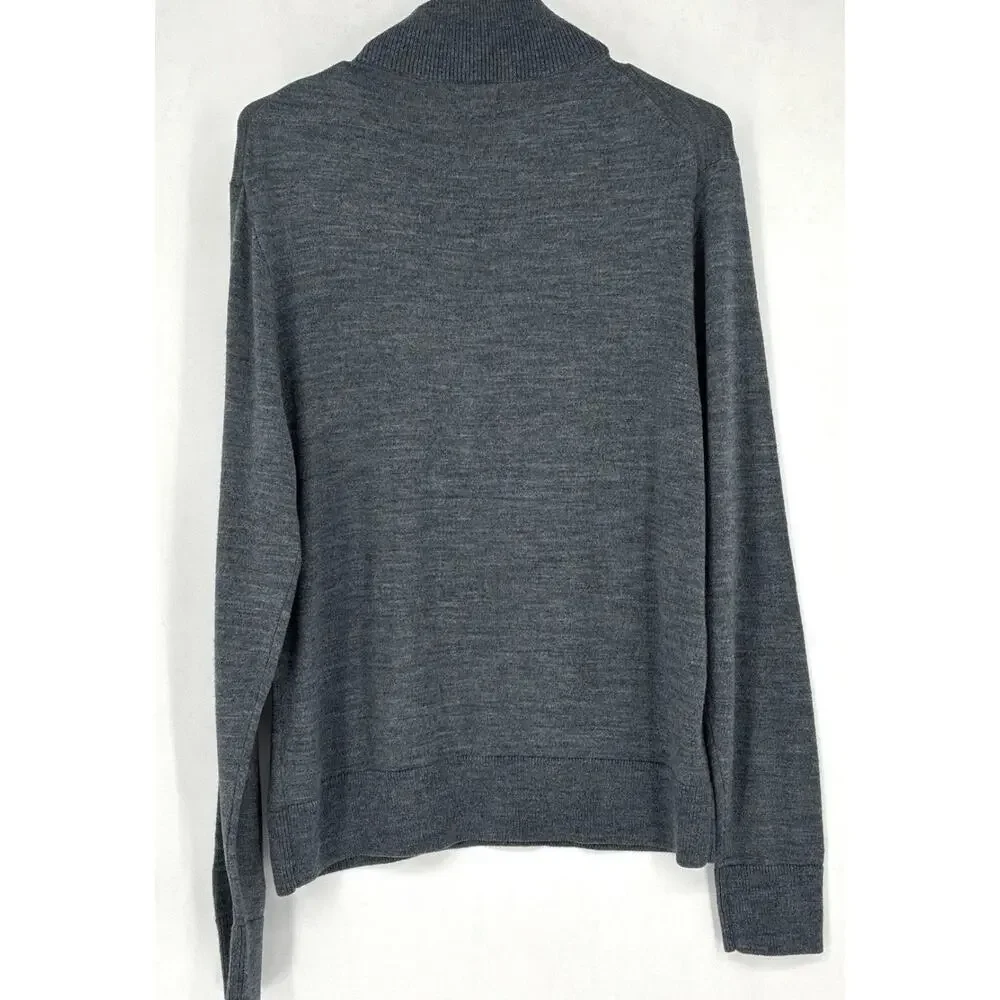 J. Crew Mens Sweater Gray Size L Rugged Merino 1/4 Zip Long Sleeve Wool Blend